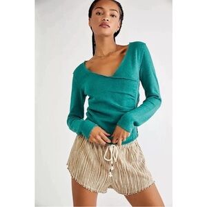 BOGO! NWT Free People Like A Boss Wrap Sweater Top Everglade Green Medium